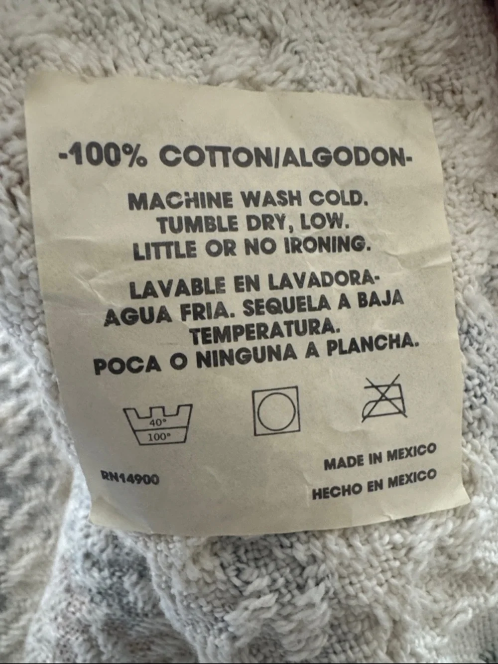 Aztec Geometric pattern woven Throw Blanket Tan Navy Rust Cotton 52x64 NEW